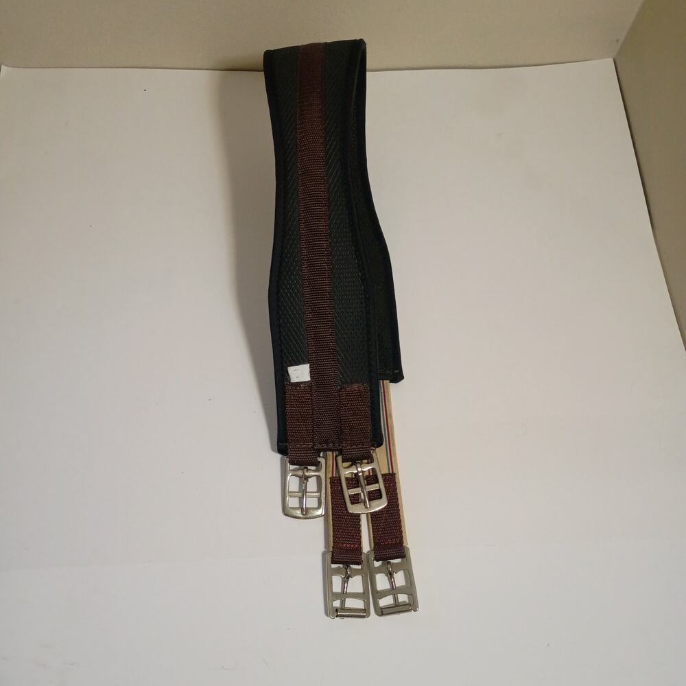 47" Synthetic English Girth – Roller Buckles & Elastic Ends – Black / Brown